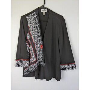 Joseph Ribkoff Kimono Style Jacket Cardigan Black White Floral Womens Size 8